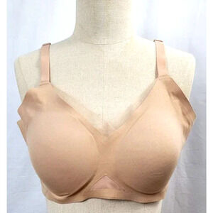 Honeylove Crossover Bra Bralette Full Coverage Sand Women's Size Large V Neck